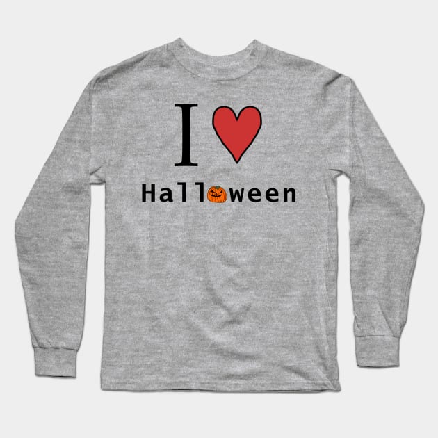 I Love Halloween Horror and Pumpkin Long Sleeve T-Shirt by ellenhenryart